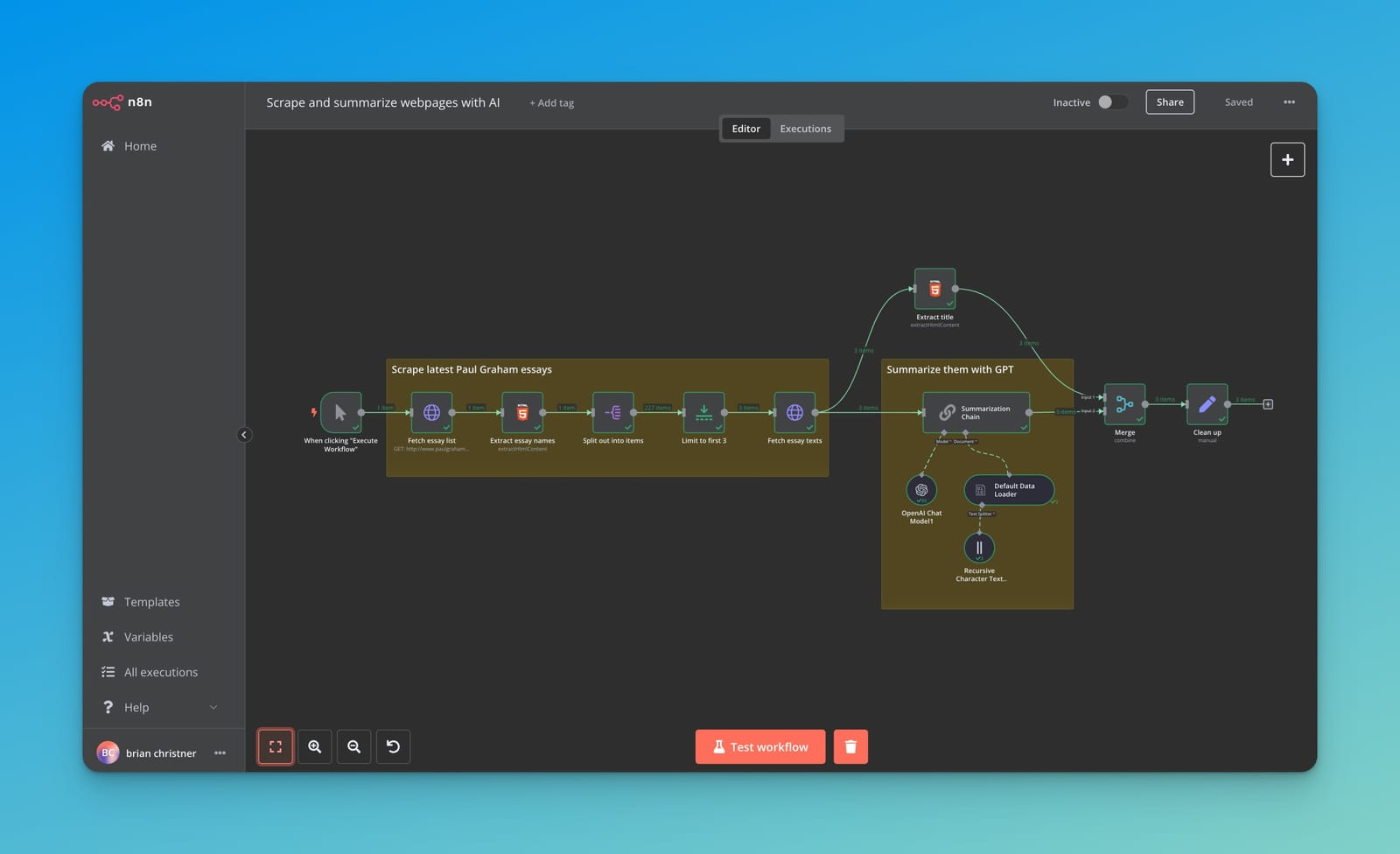 AI workflow automation example